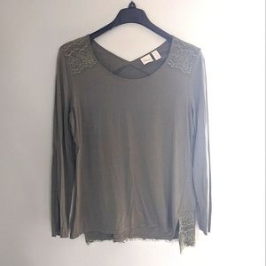 Chicos Womens Long Sleeves Shirt Green Size 2 - Large